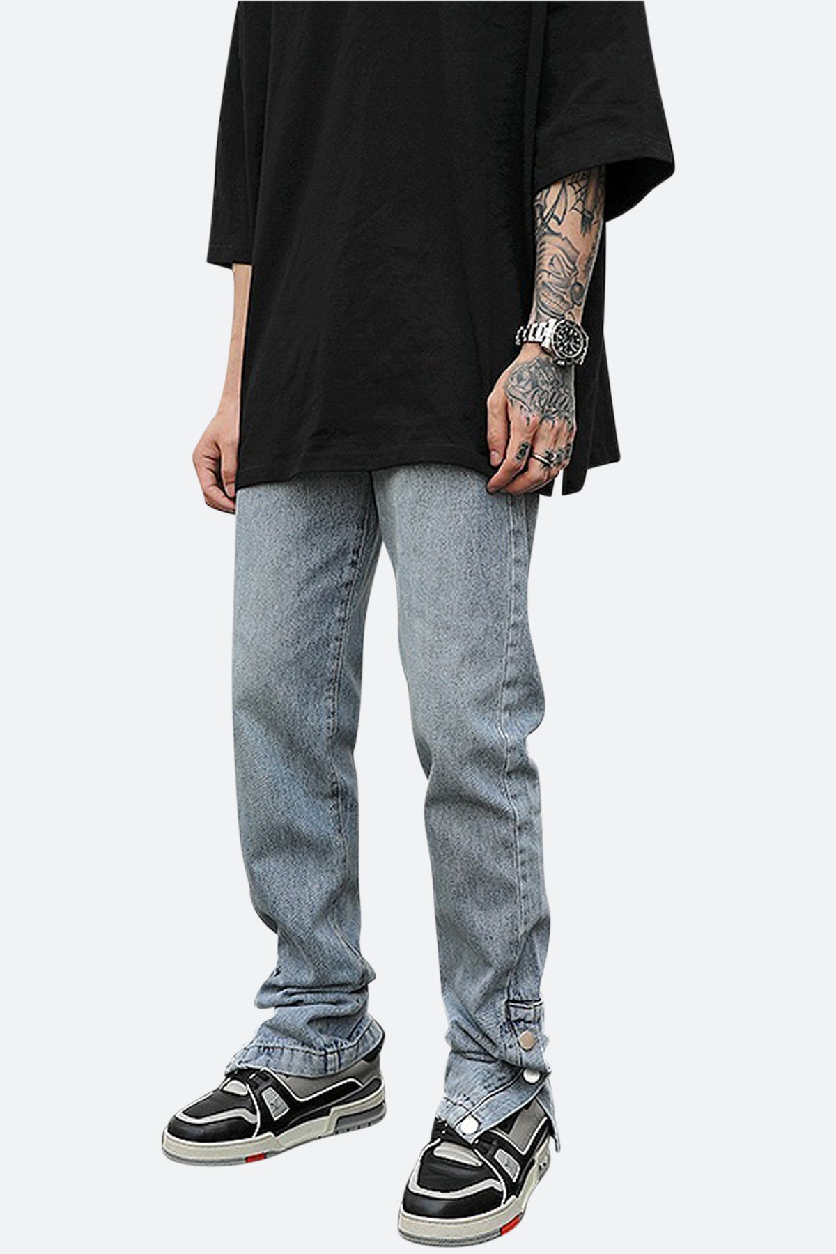【DISCERNMENT】Folded Unuse Snap Denim Pants DISCERNMENT (ディーサーメント) - フォールディッドオンユーズ